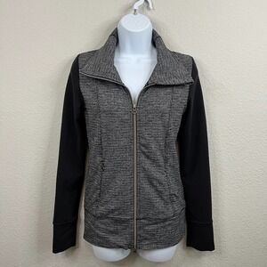 Lululemon Daily Yoga Jacket Women's 2 Coco Pique Black Full Double Zip Stretch